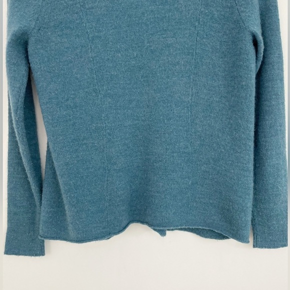Eileen Fisher Merino Wool Teal Draped Open Front Long Sleeves Sweater Cardigan S - Picture 13 of 16
